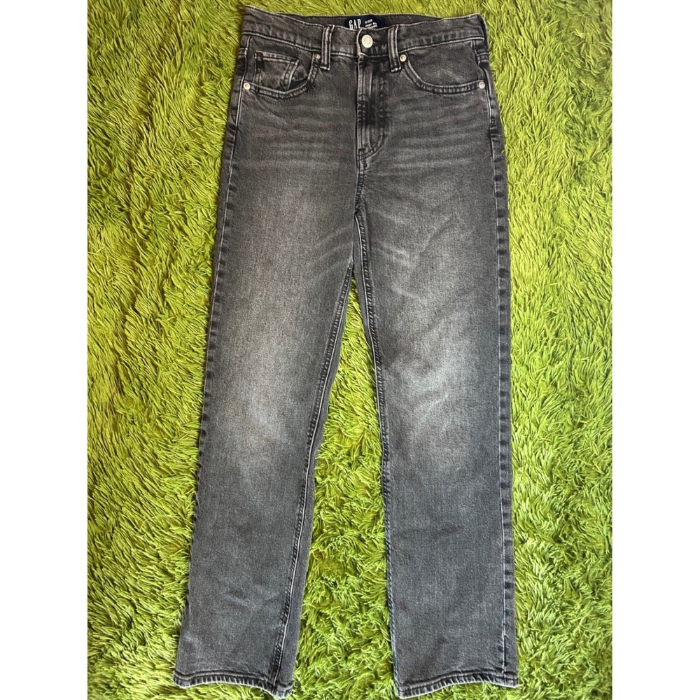 Gap Jeans Women 0/25R Black High Rise Straight Leg Denim Stretch 5-Pocket